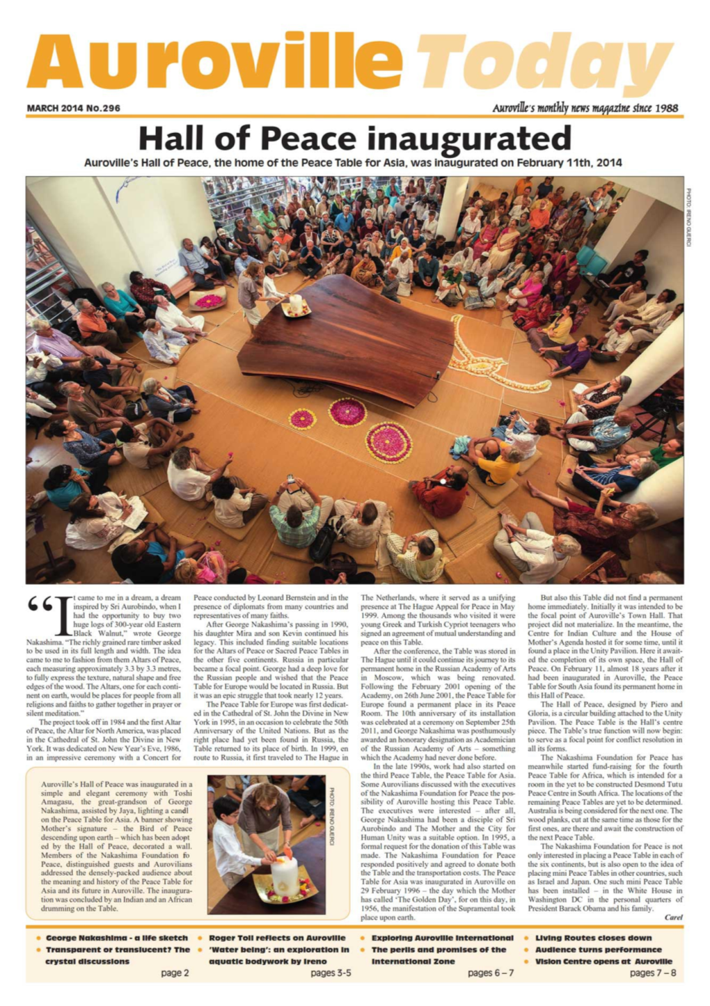 Auroville Today. March 2014 No.296