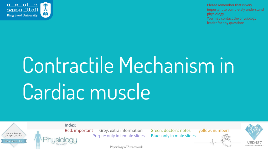 Contractile Mechanism in Cardiac Muscle (1)