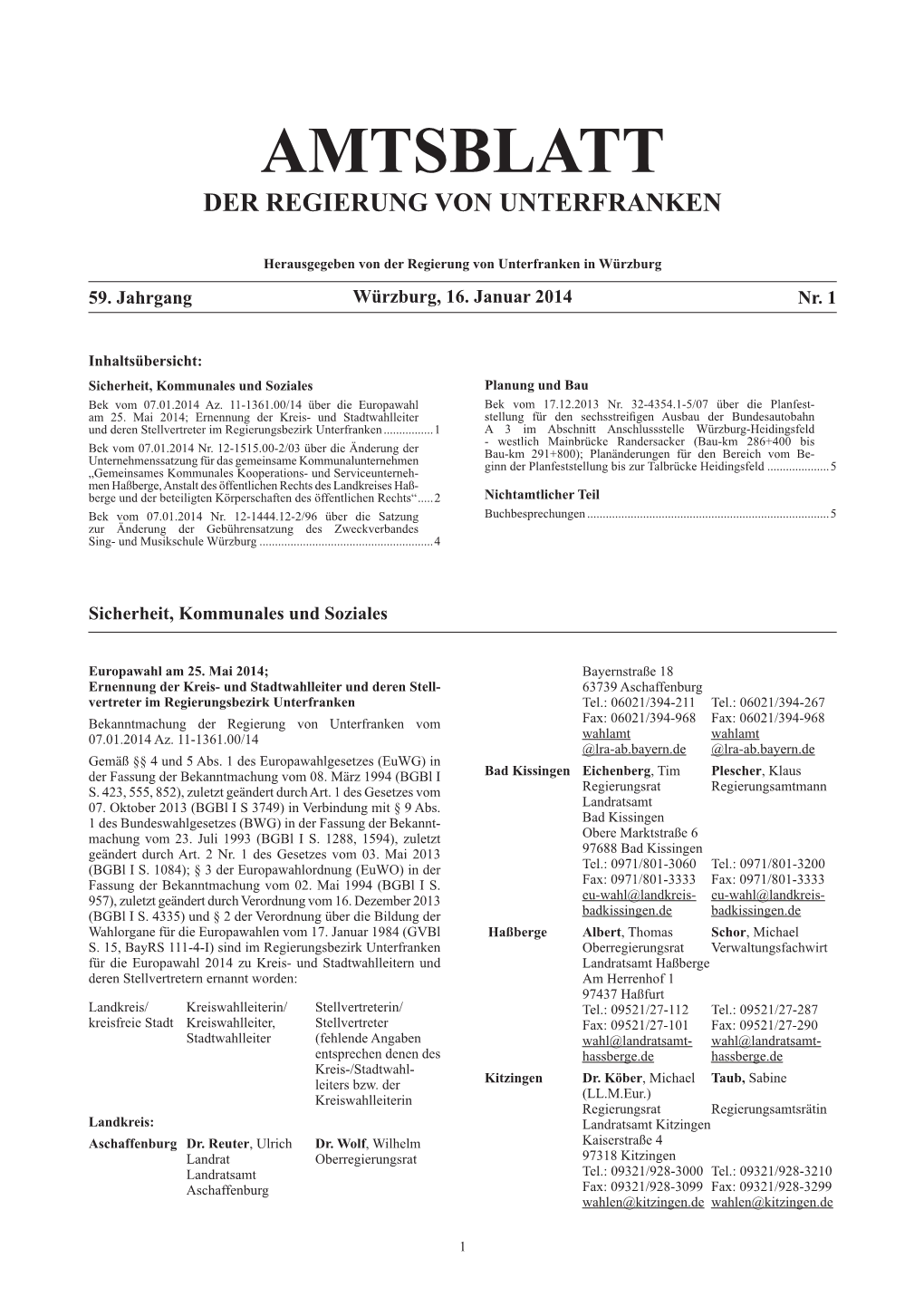 Amtsblatt Der Regierung Von Unterfranken