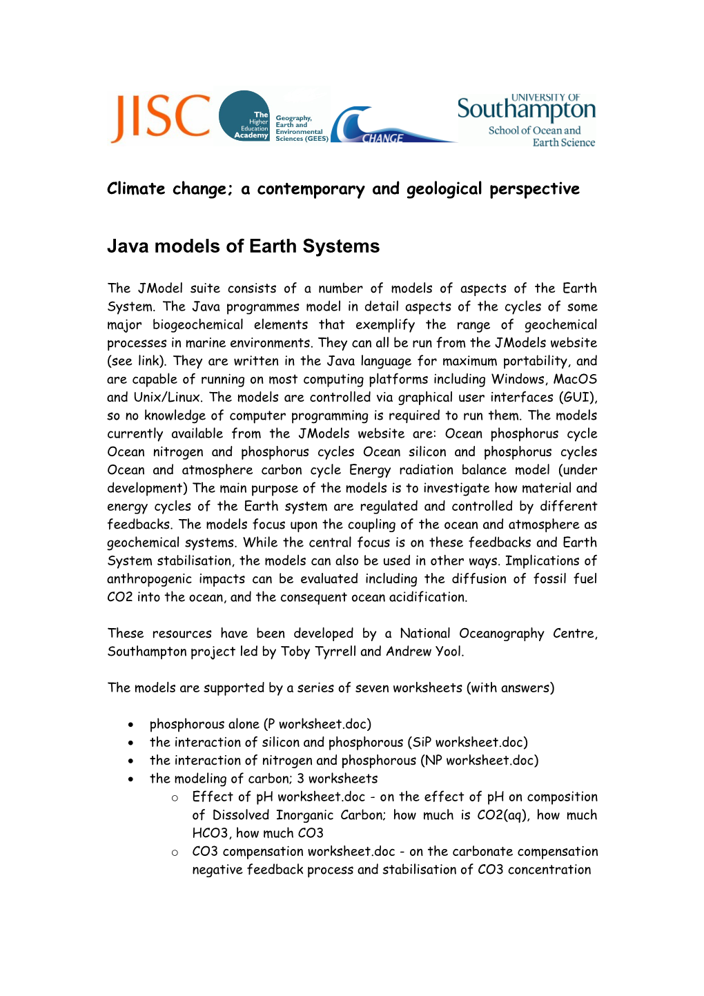 Climate Change; a Contemporary and Geological Perspective