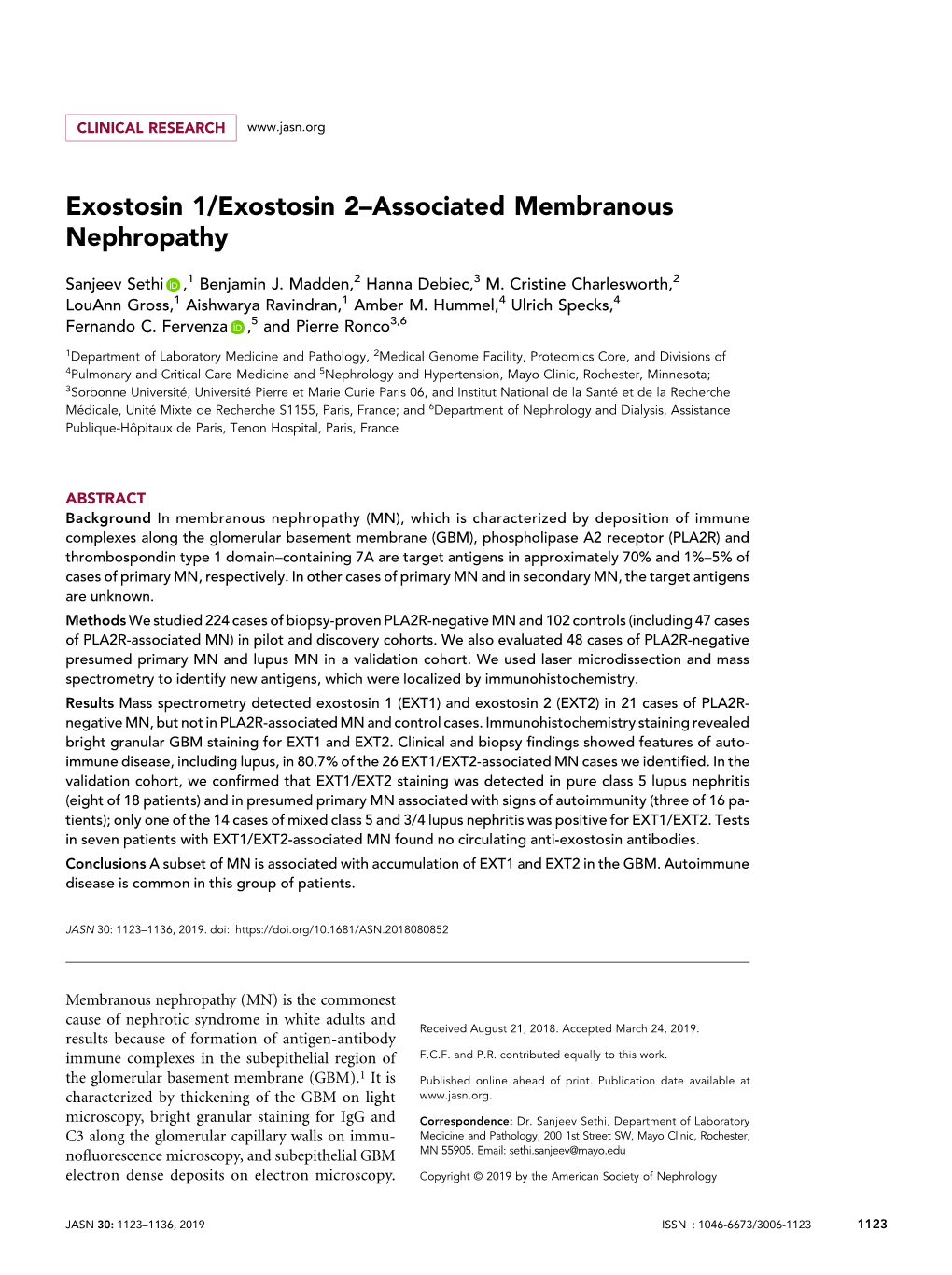 Exostosin 1/Exostosin 2–Associated Membranous Nephropathy