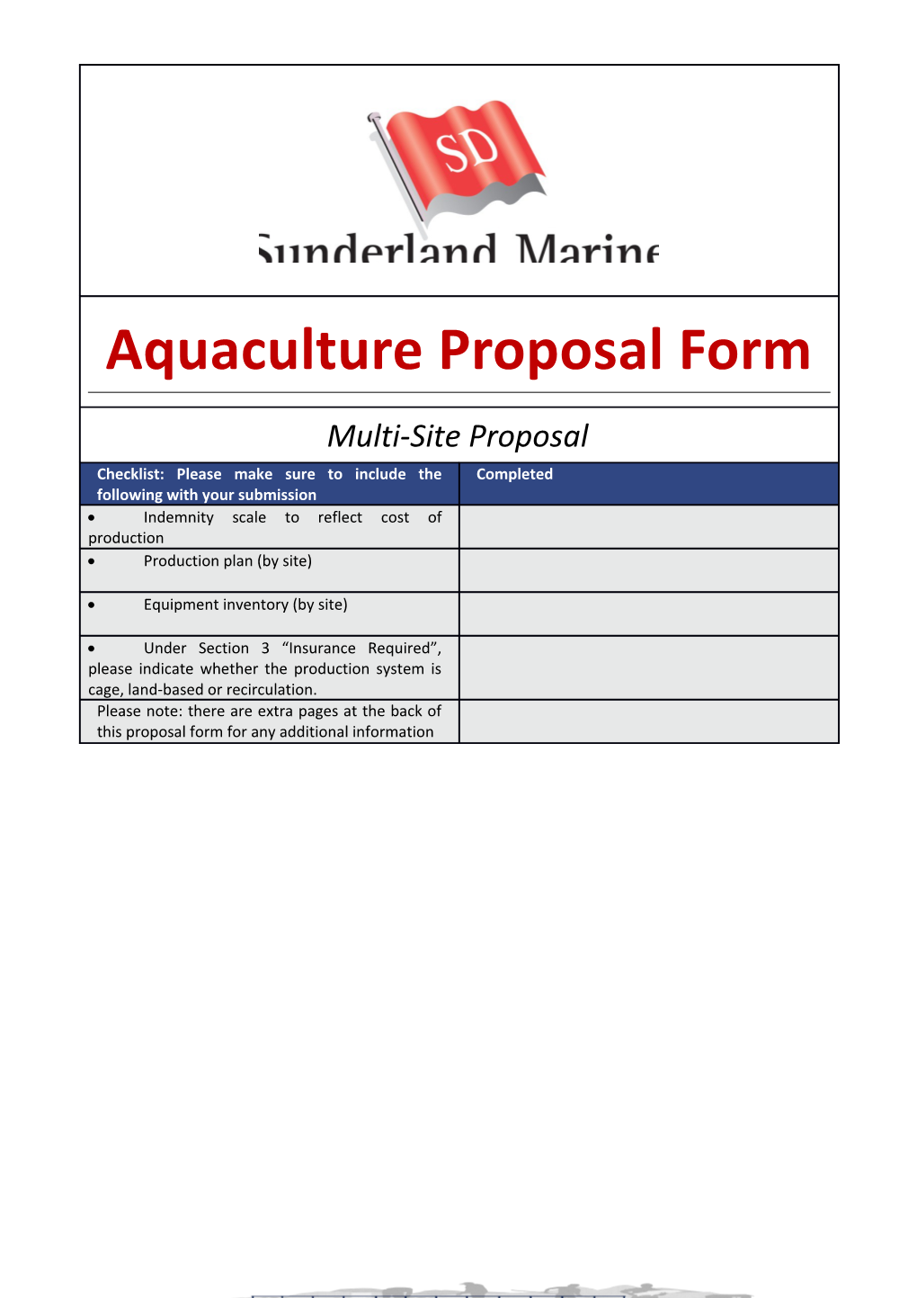 Aquaculture Proposal Form