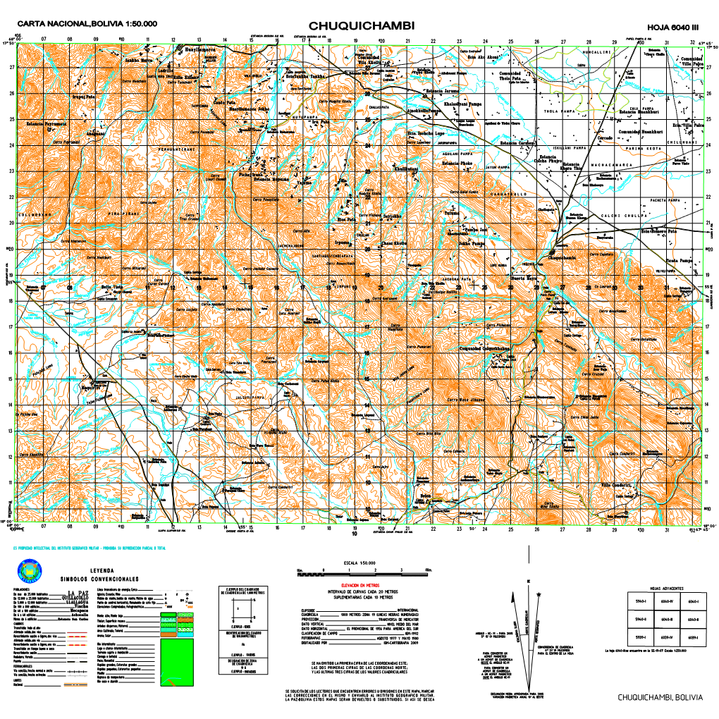 Carta Nacional,Bolivia 1:50.000 Hoja 6040 Iii Chuquichambi