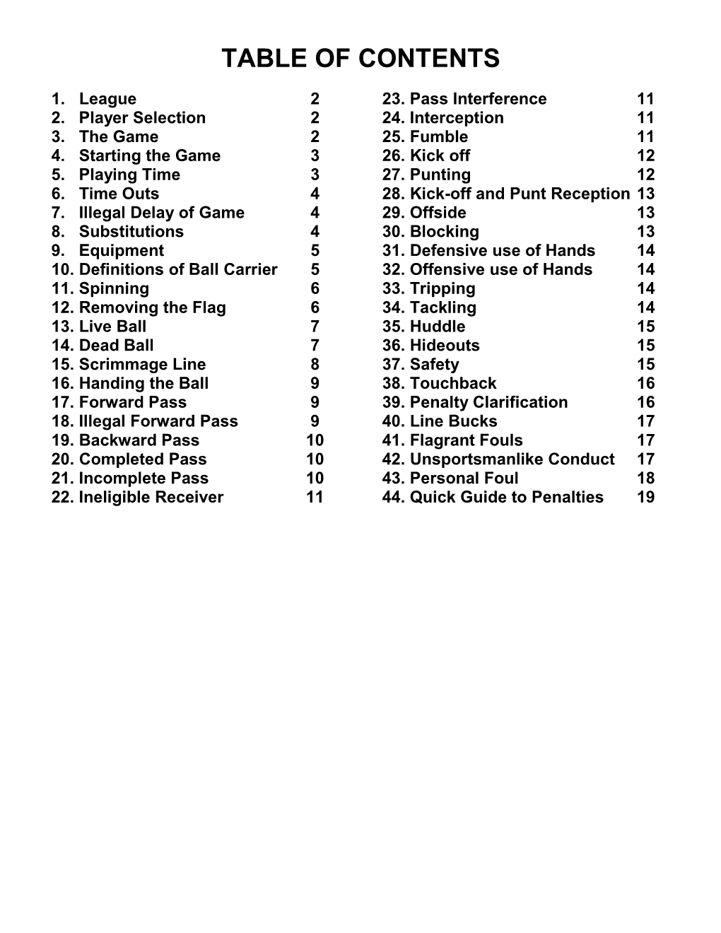 Table of Contents