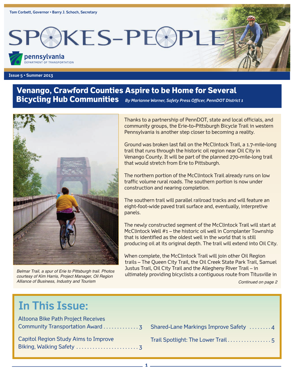 In This Issue: Altoona Bike Path Project Receives Community Transportation Award