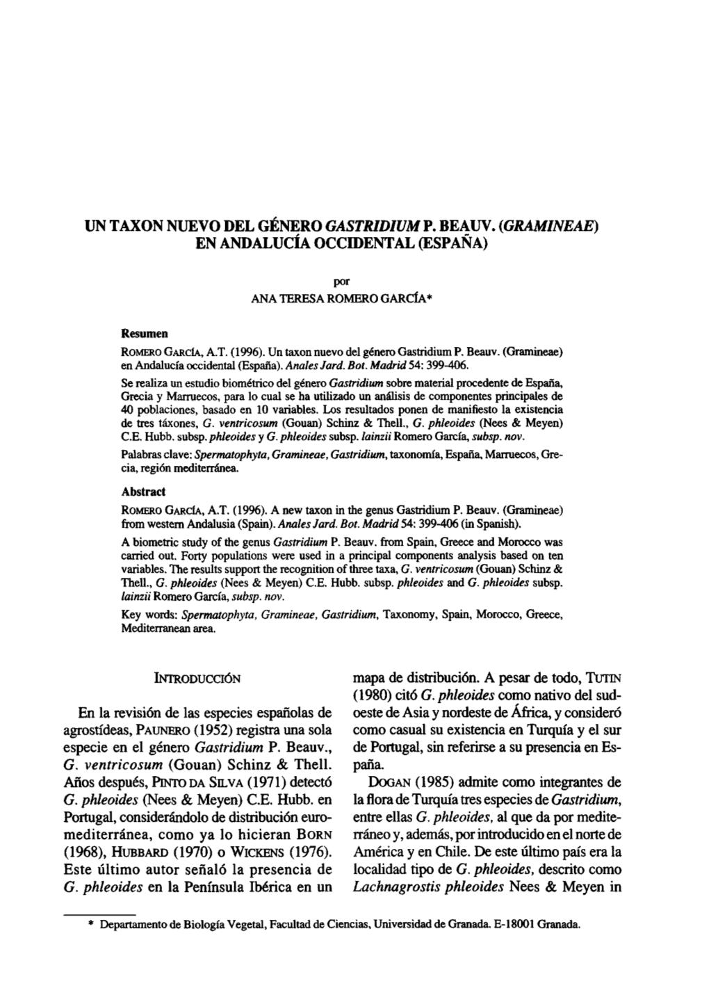 Un Taxon Nuevo Del Género Gastridium P. Beauv