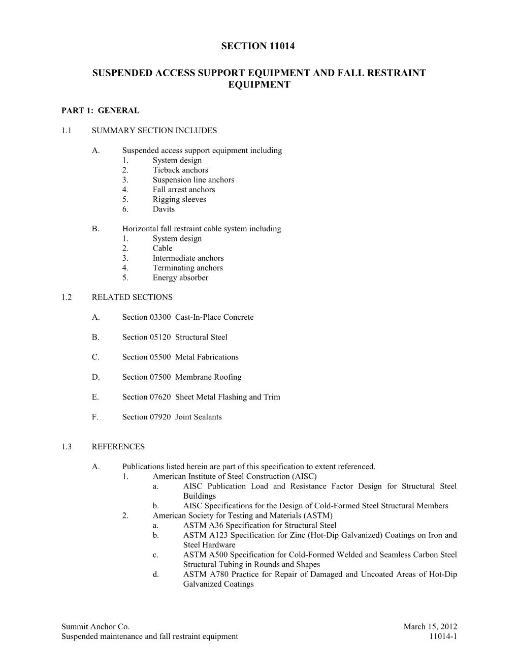 Section 11015 - Window Washing System