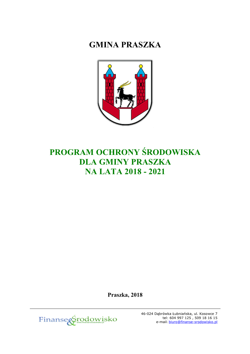 Gmina Praszka Program Ochrony Środowiska Dla Gminy Praszka Na Lata 2018