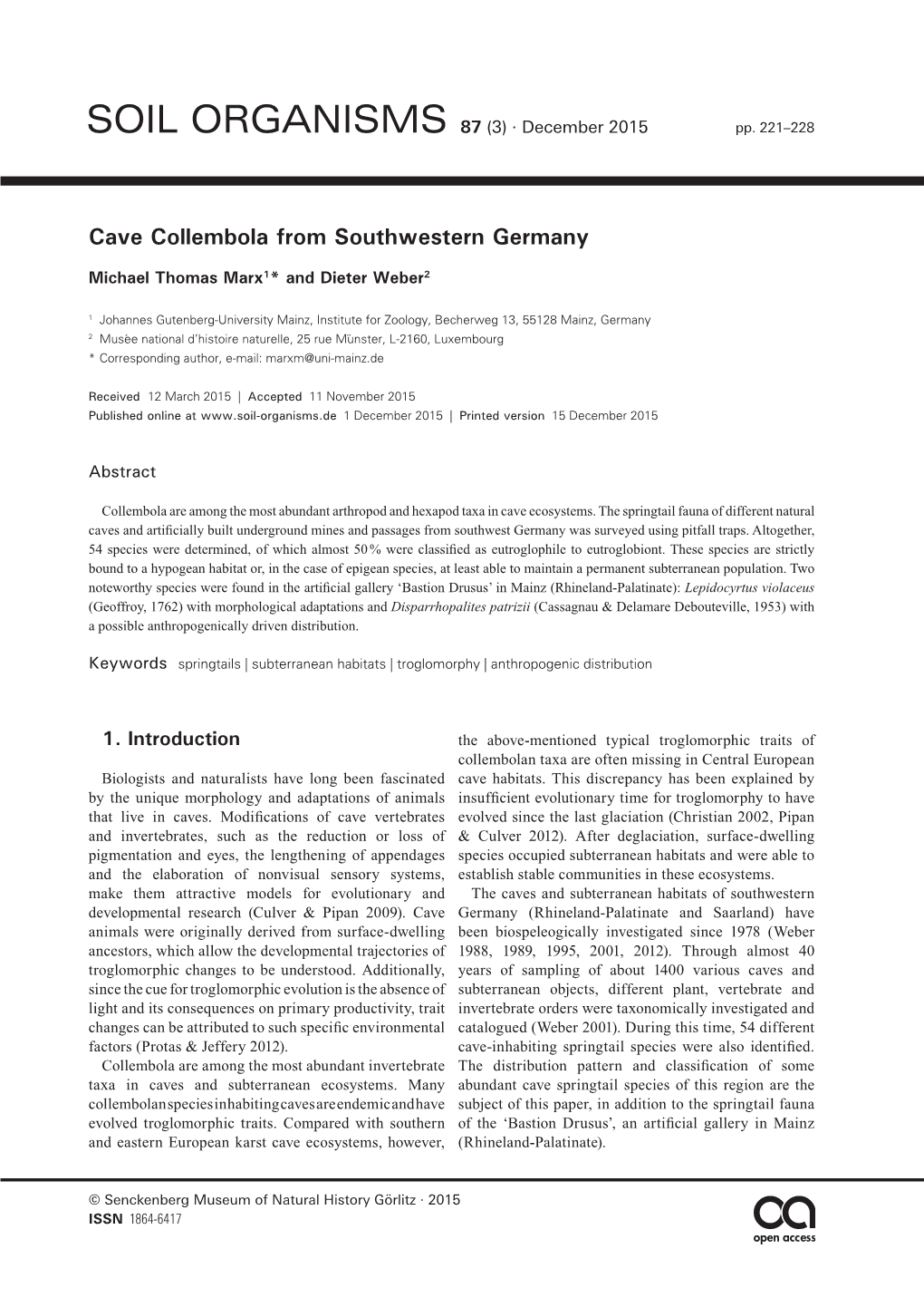 Cave Collembola from Southwestern Germany