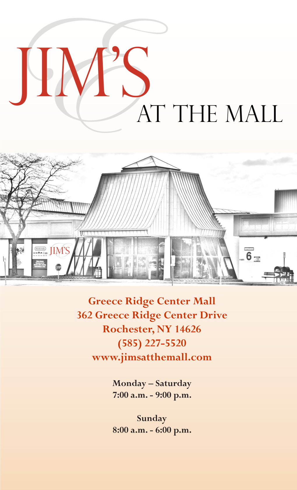 Greece Ridge Center Mall 362 Greece Ridge Center Drive Rochester, NY 14626 (585) 227-5520