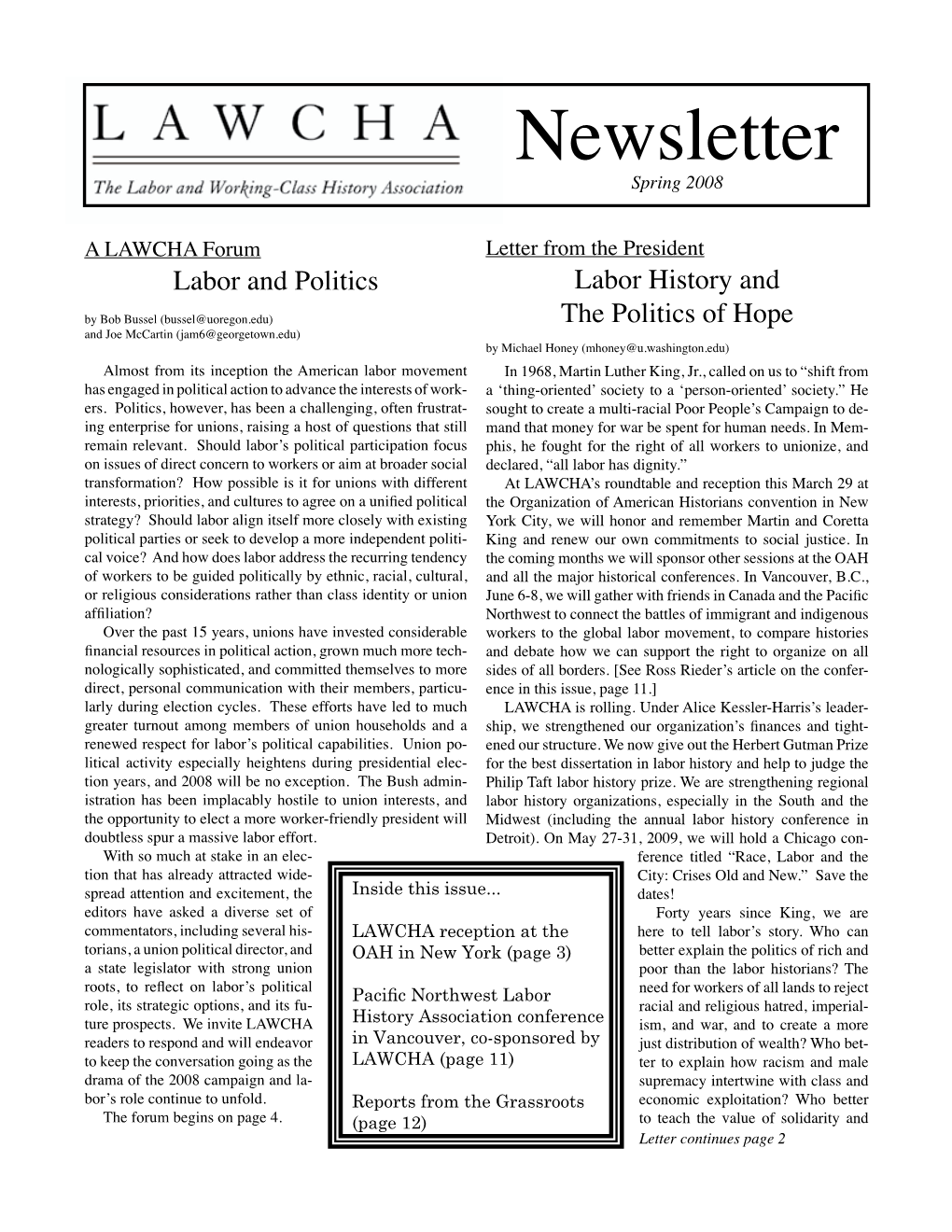Newsletter Spring 2008