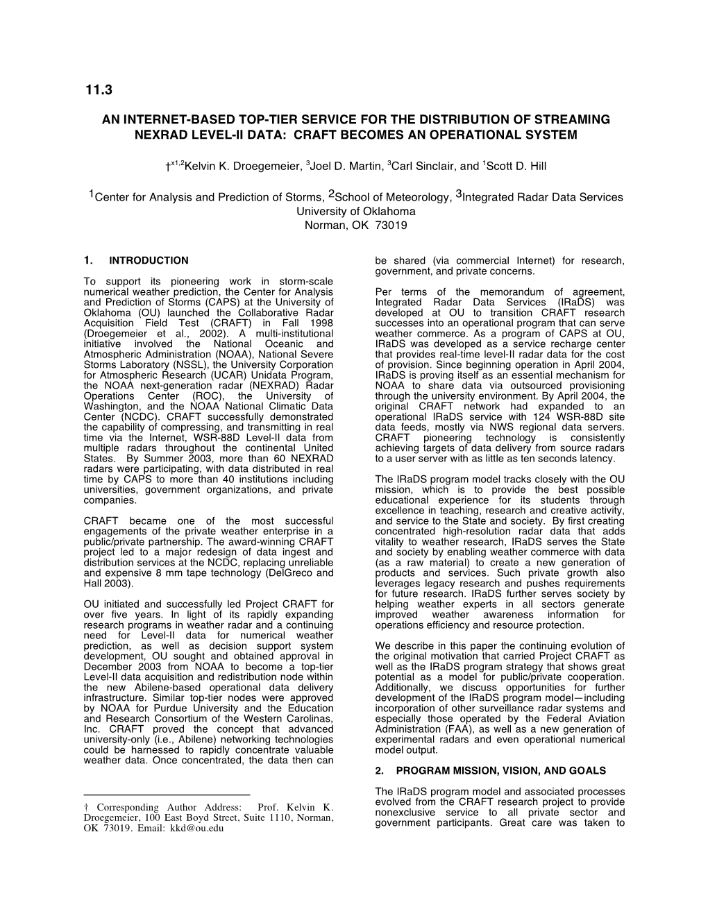 An Internet-Based Top-Tier Service for the Distribution of Streaming Nexrad Level-Ii Data: Craft Becomes an Operational System