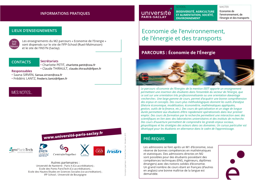 Economie De L'environnement, De L'énergie Et Des