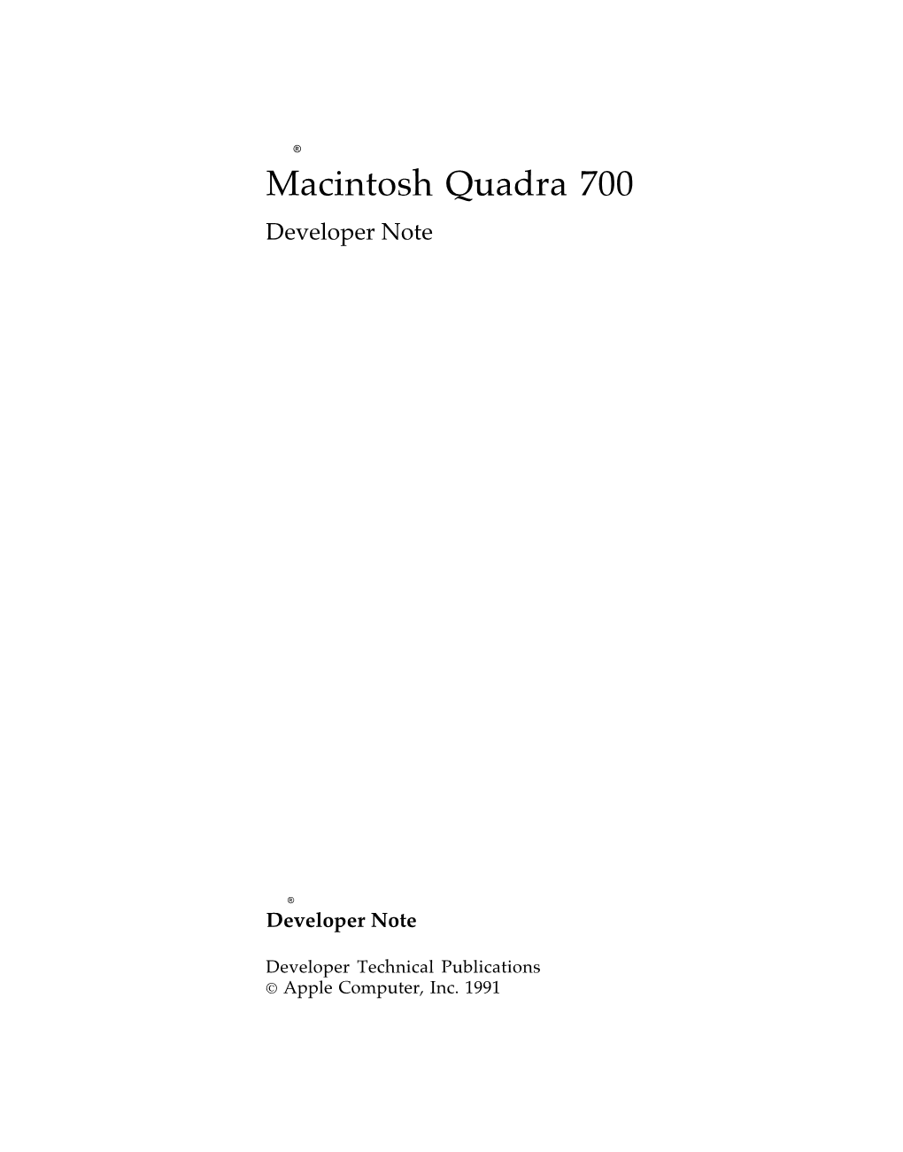 Macintosh Quadra 700 Developer Note