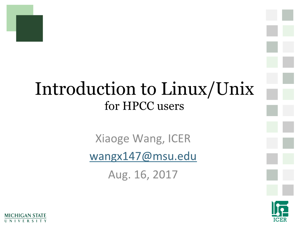 Introduction to Linux/Unix for HPCC Users