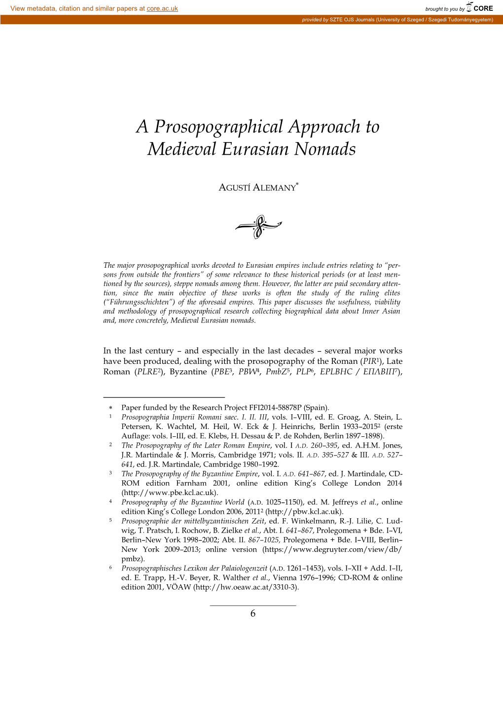 A Prosopographical Approach to Medieval Eurasian Nomads