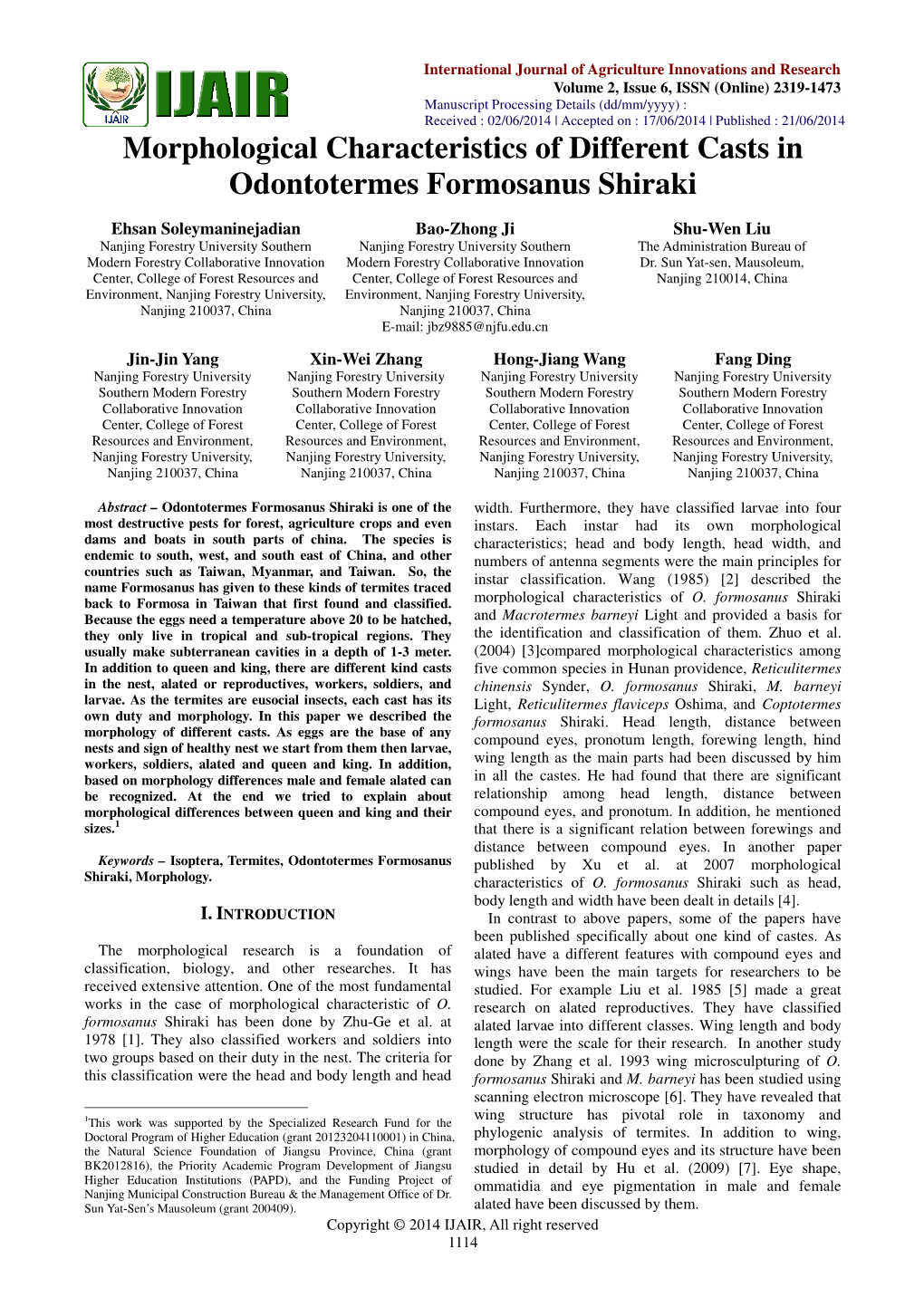 Morphological Characterist Odontotermes Phological