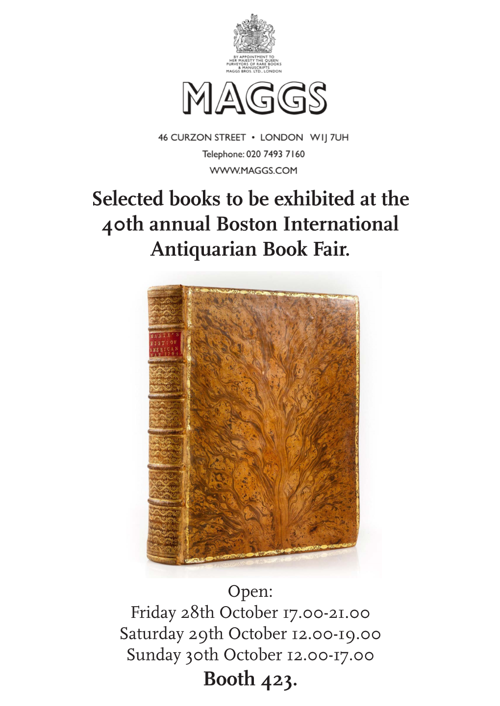 Selected Books to Be Exhibited at the 40Th Annual Boston International Antiquarian Book Fair