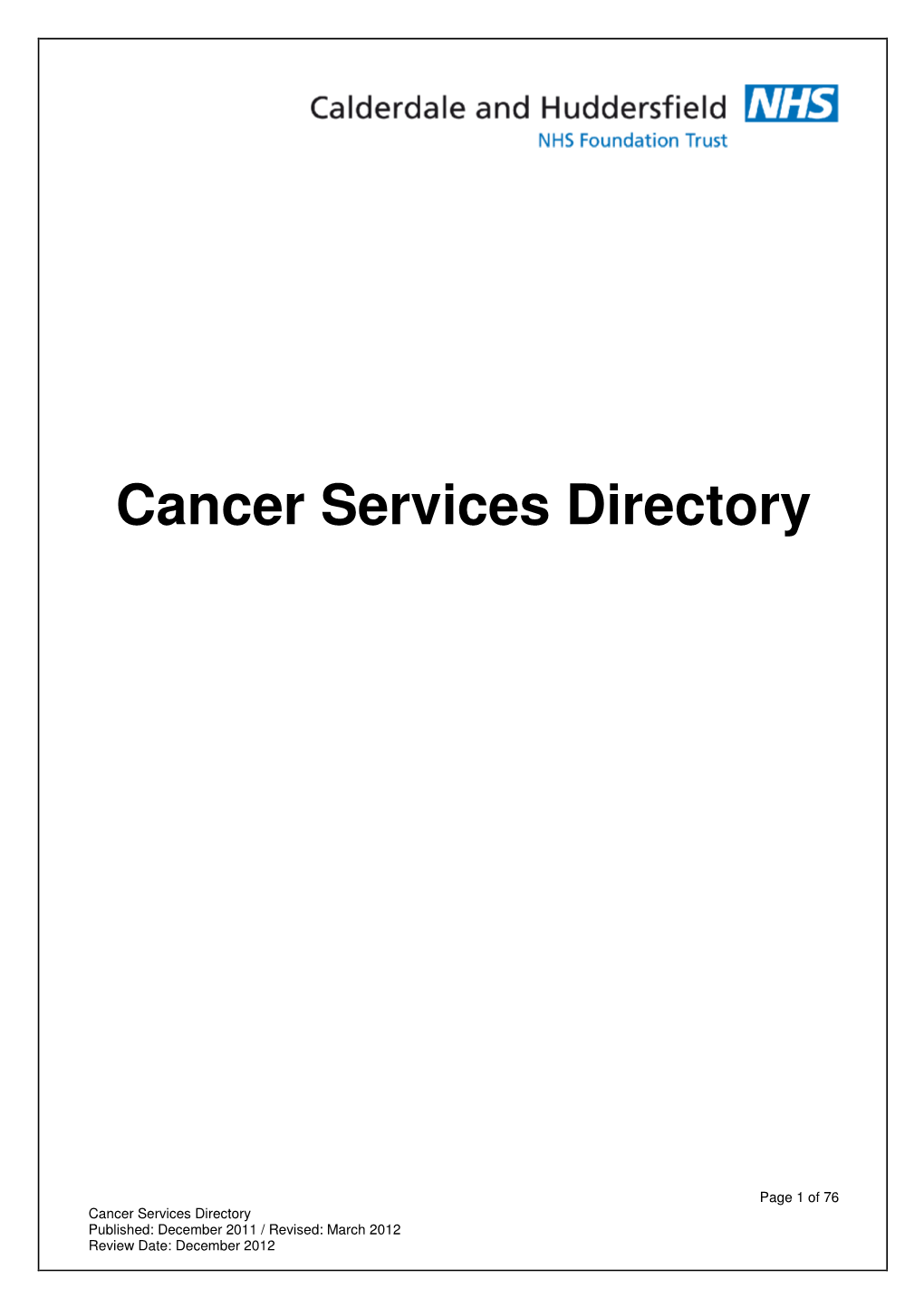 Cancer Services Directory