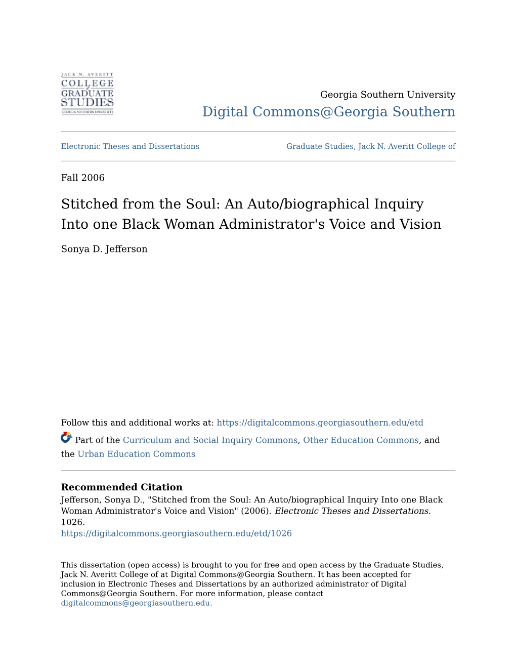 An Auto/Biographical Inquiry Into One Black Woman Administrator's Voice and Vision