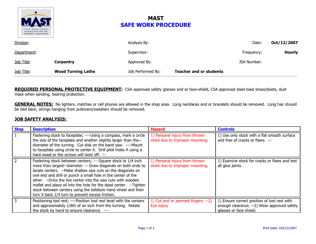 Job Safety Analysis s12