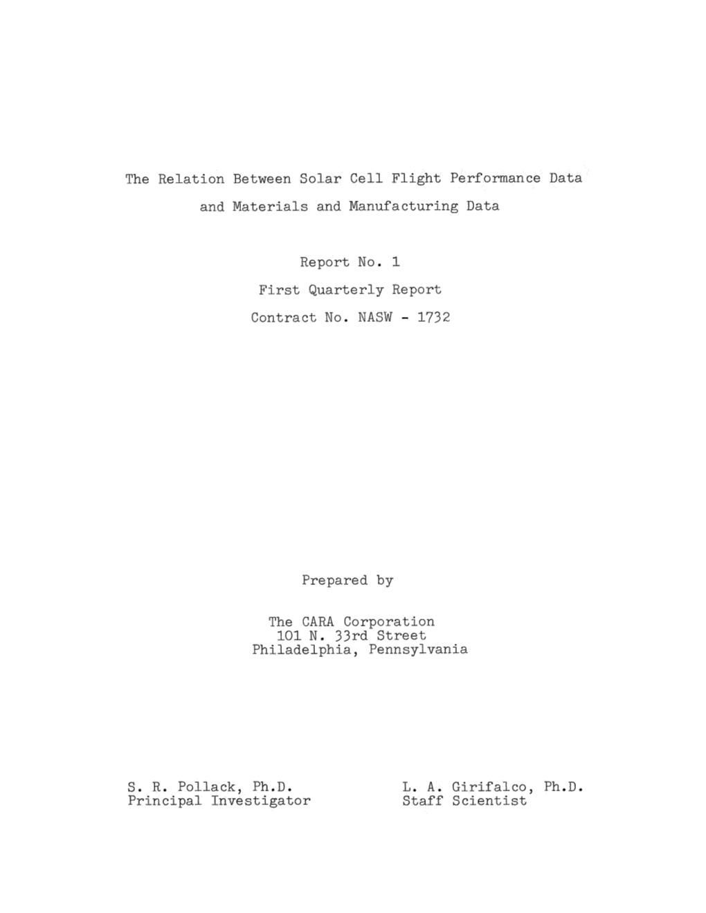 The Relation Between Solar Cell Flight Performance Data and Materials and Manufacturing Data