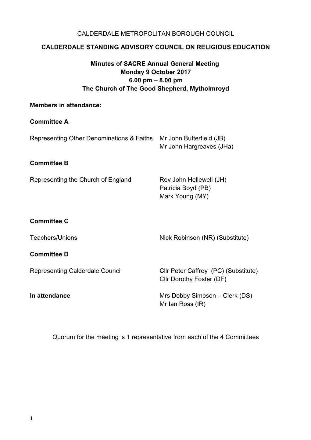 Calderdale Standing Advisory Council on Religious Education