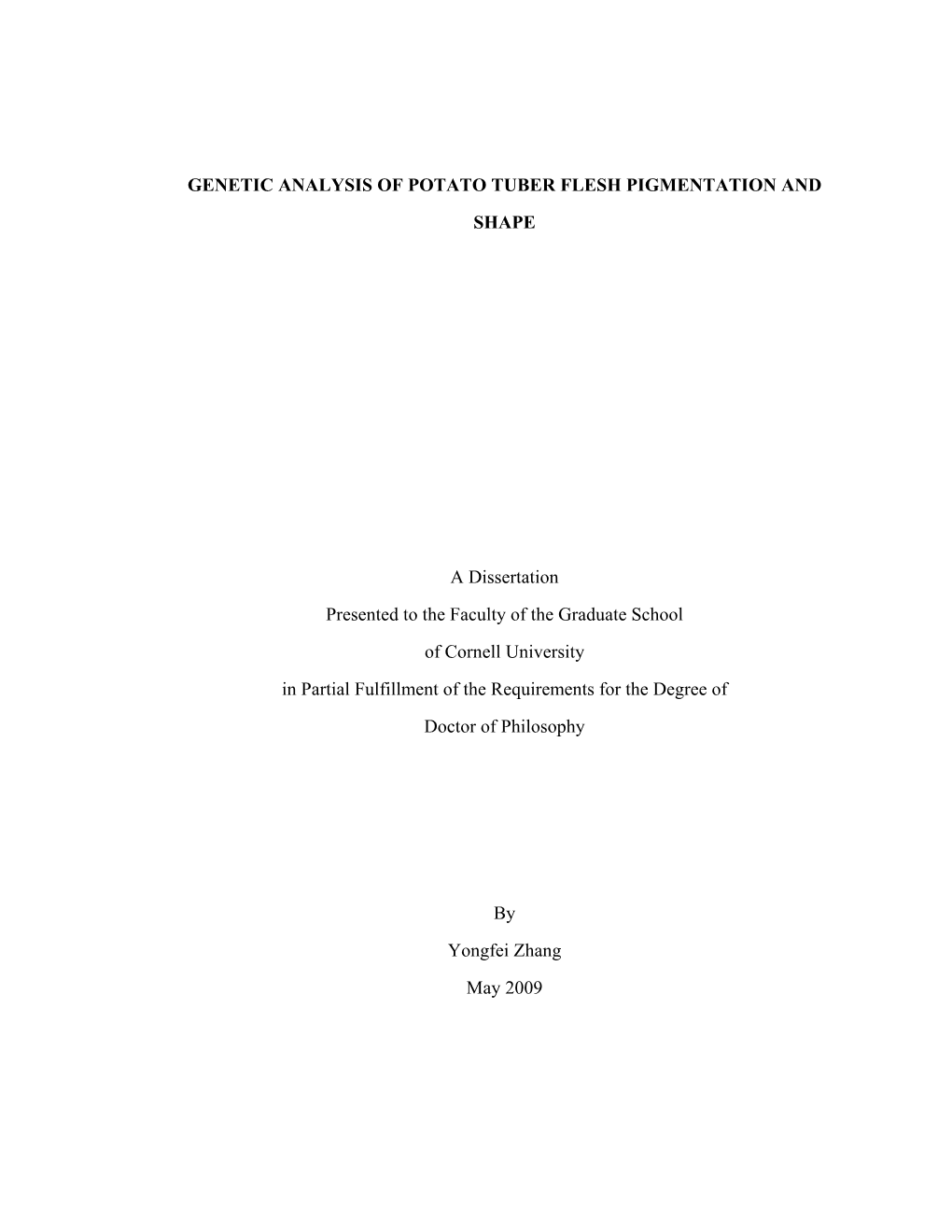 Chapter 1 Genetic Analysis of Pigmented Tuber Flesh in Potato