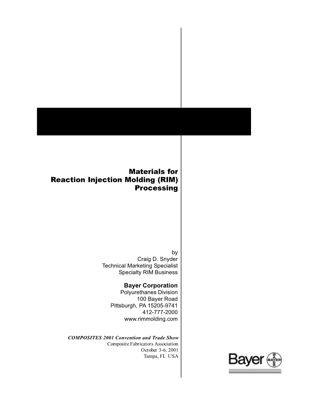 Materials for Reaction Injection Molding (RIM) Processing