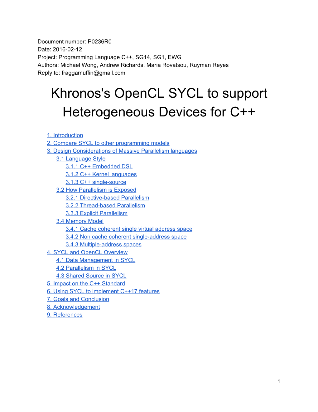 Khronos's Opencl SYCL to Support Heterogeneous Devices for C++