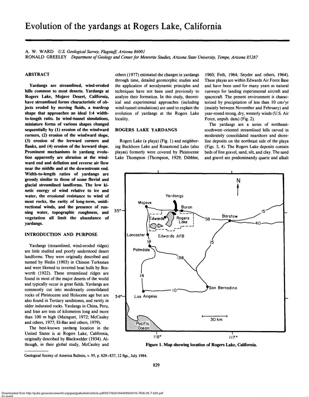 Evolution of the Yardangs at Rogers Lake, California