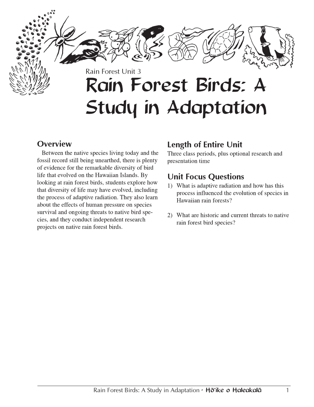 Adaptive Radiation in Hawaiian Honeycreepers” (Pp