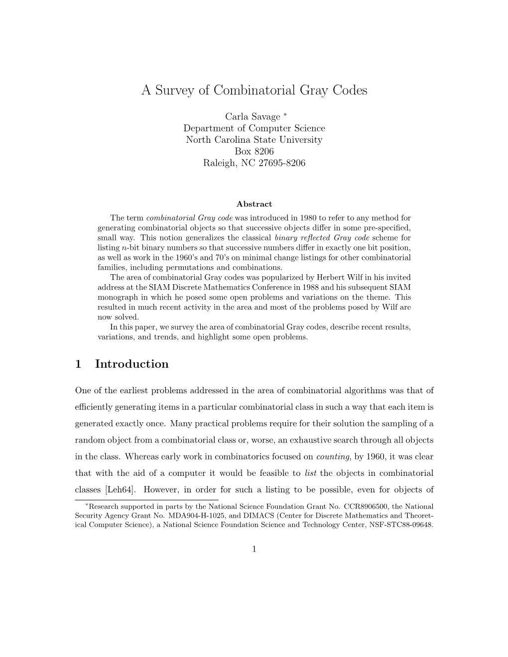 A Survey of Combinatorial Gray Codes