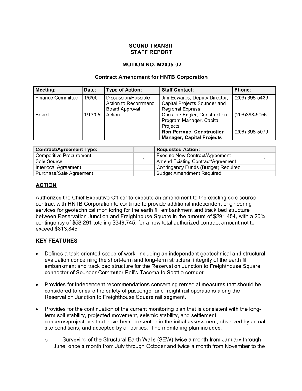 Contract Amendment for HNTB Corporation