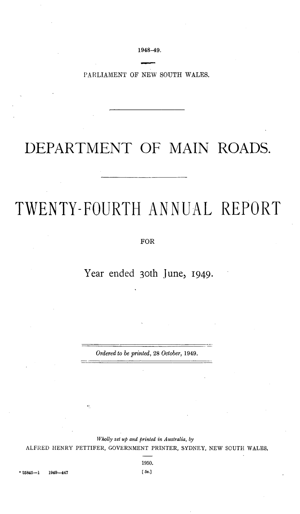 Department of Main Roads New South Wales, 1948-49