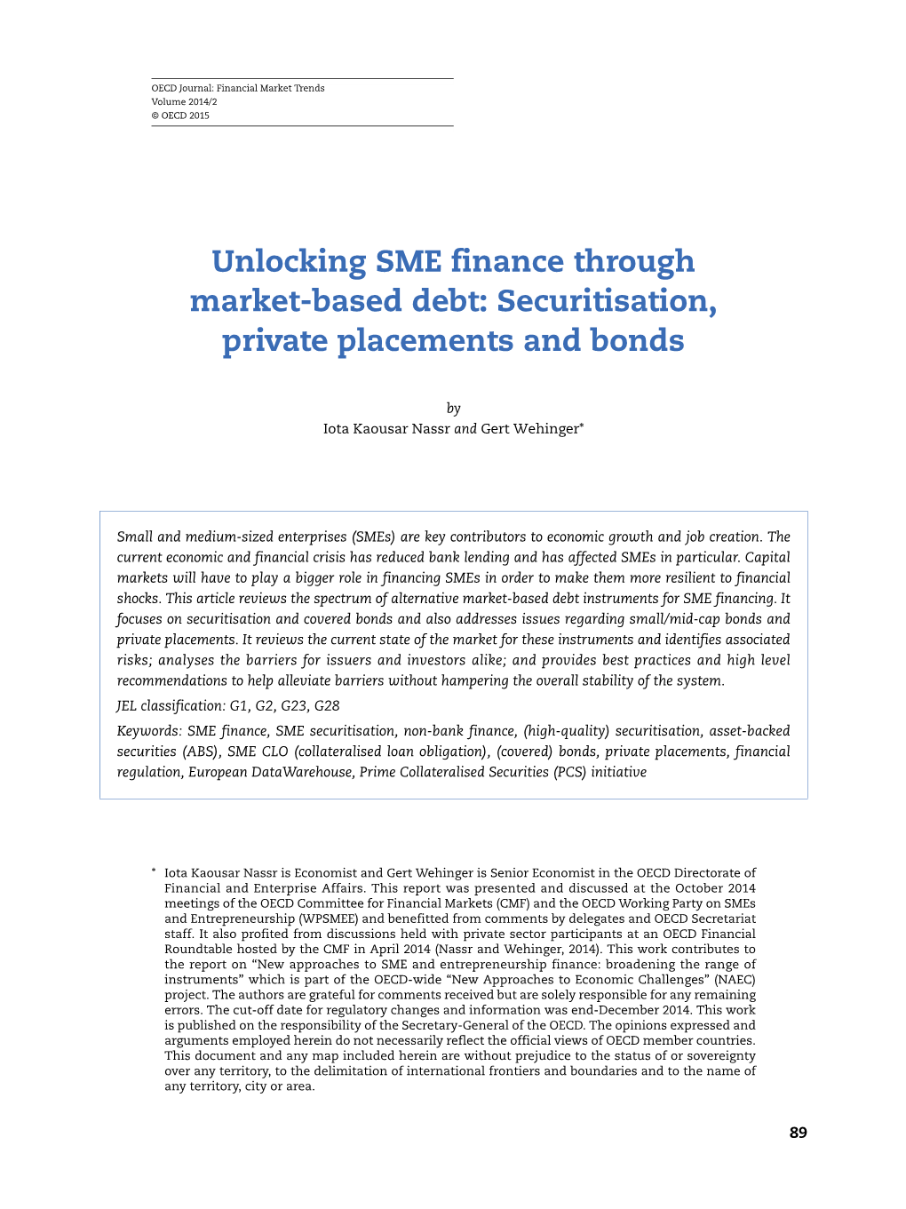 Unlocking SME Finance Through Market-Based Debt: Securitisation, Private Placements and Bonds