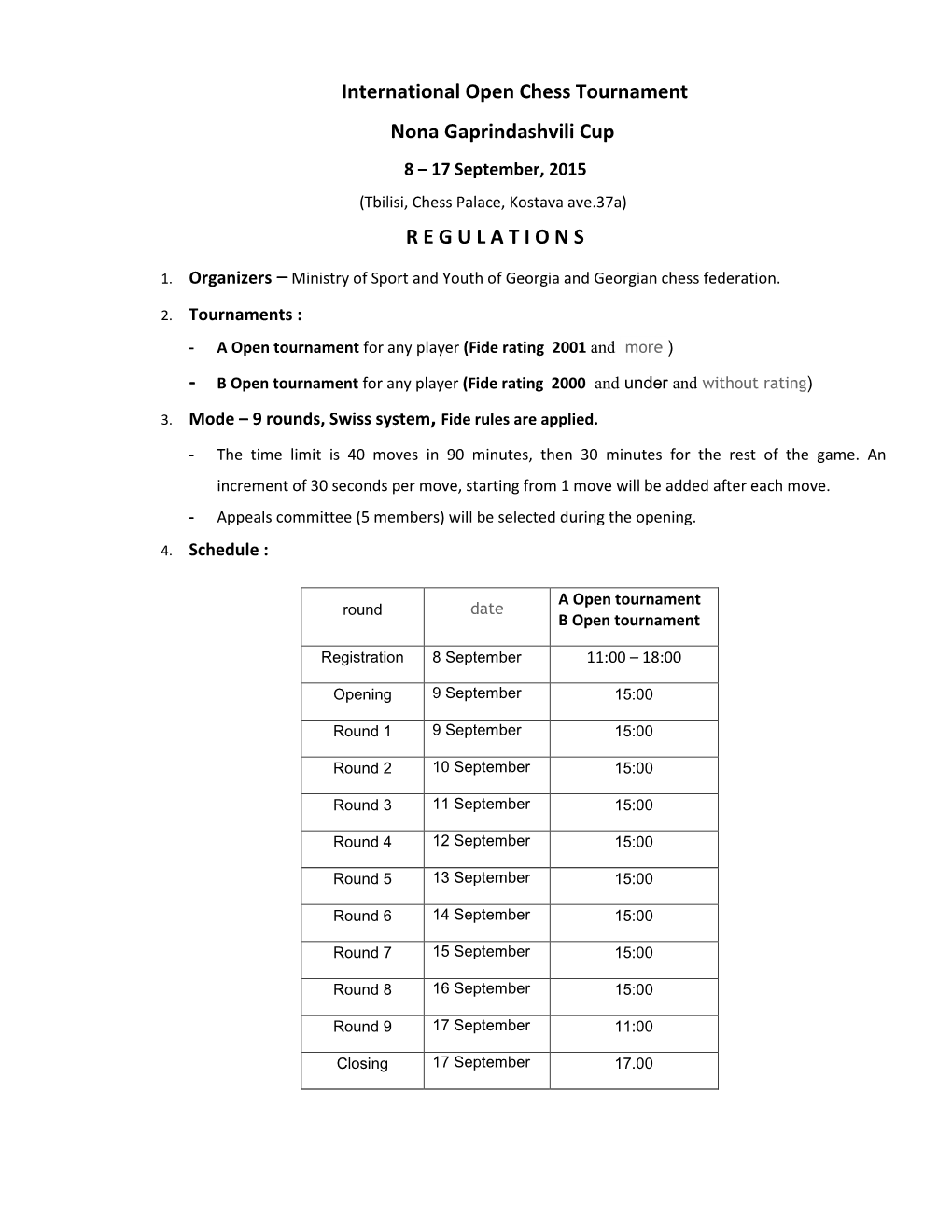 International Open Chess Tournament Nona Gaprindashvili Cup