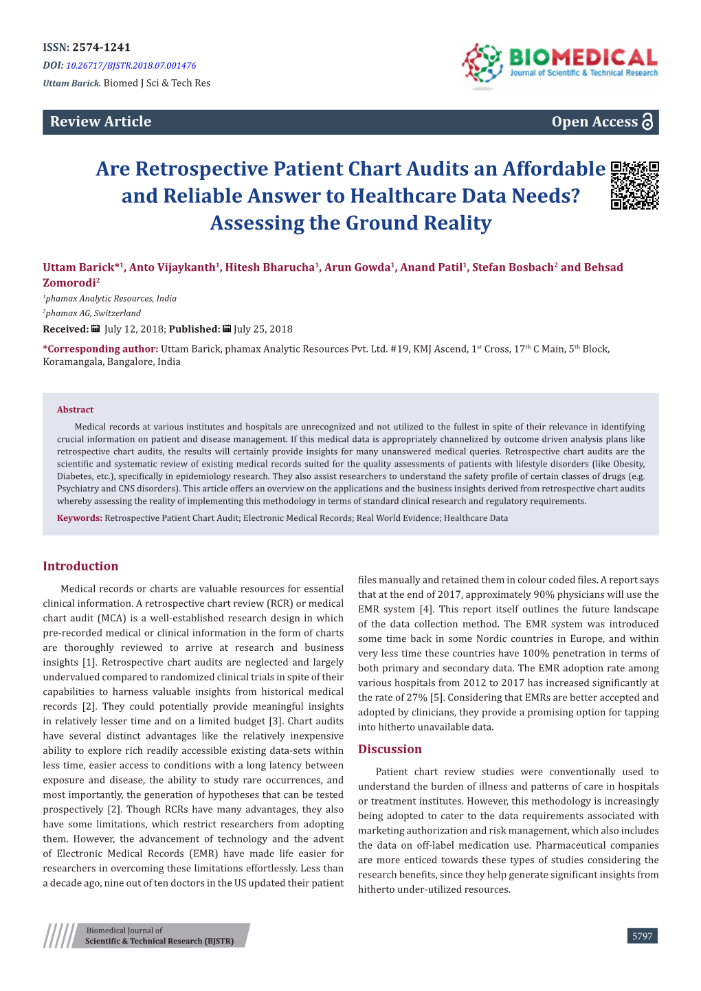 Are Retrospective Patient Chart Audits an Affordable and Reliable Answer to Healthcare Data Needs? Assessing the Ground Reality
