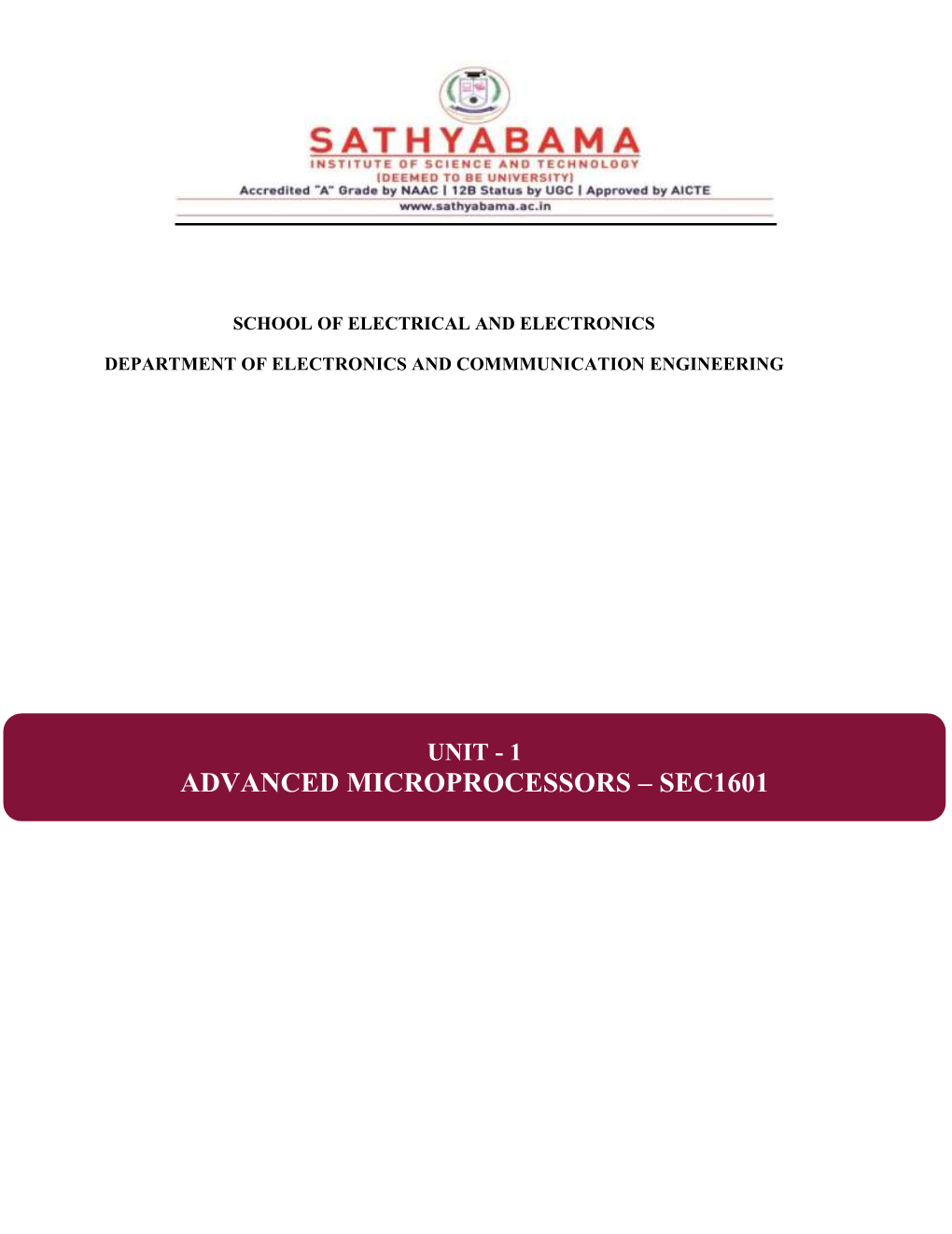 Advanced Microprocessors – Sec1601