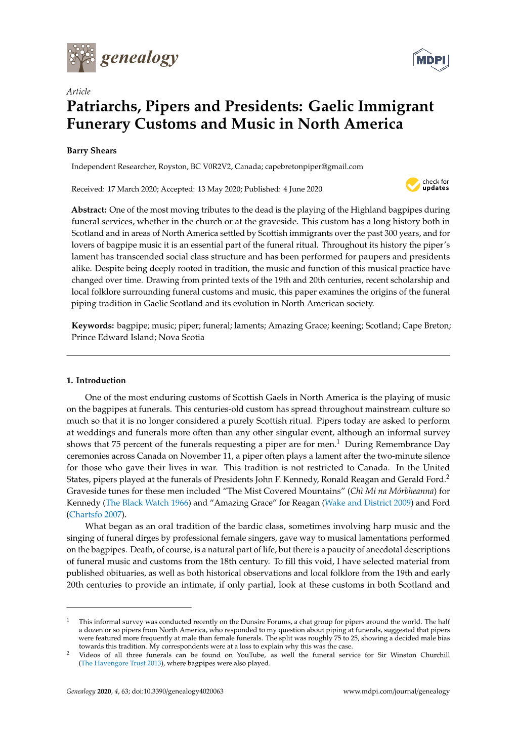 Gaelic Immigrant Funerary Customs and Music in North America