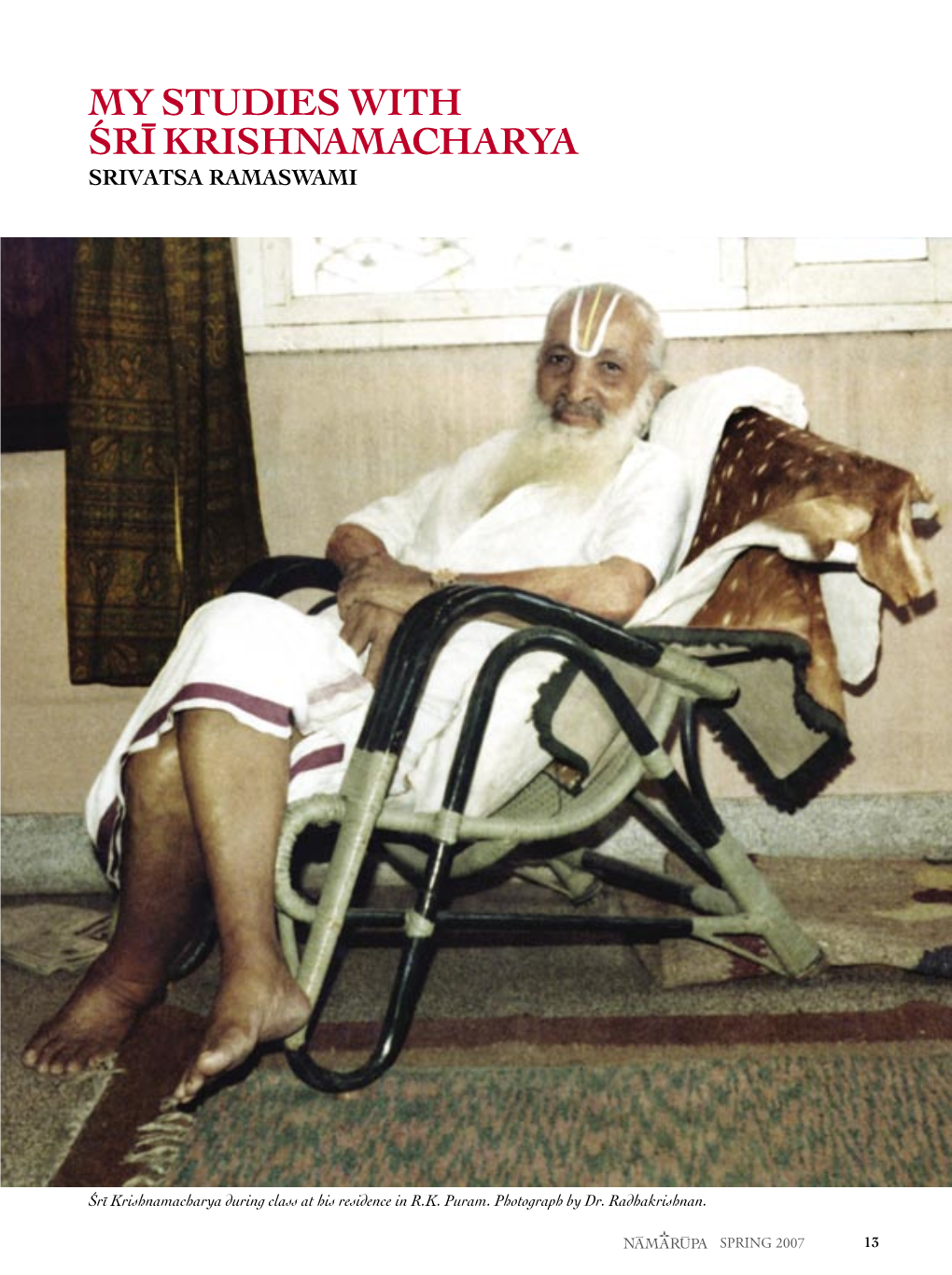 My Studies with Úrå Krishnamacharya Srivatsa Ramaswami