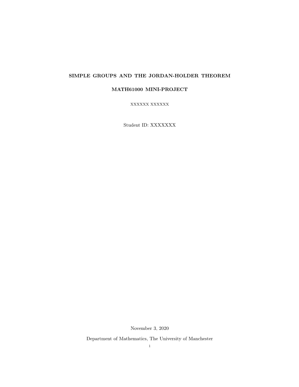 Simple Groups and the Jordan-Holder Theorem Math61000