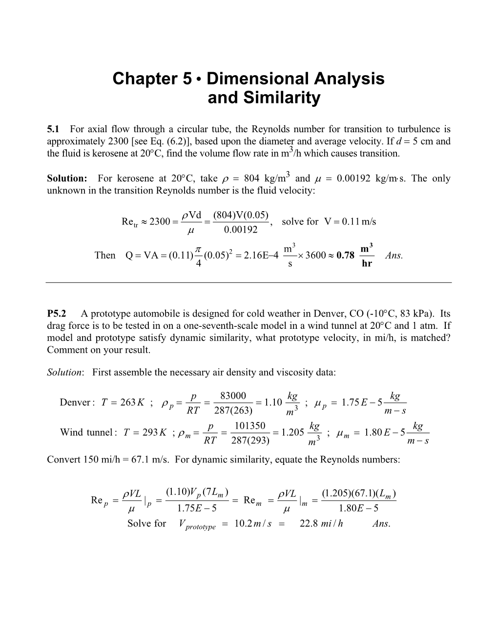 Chapter 5 • Dimensional Analysis and Similarity