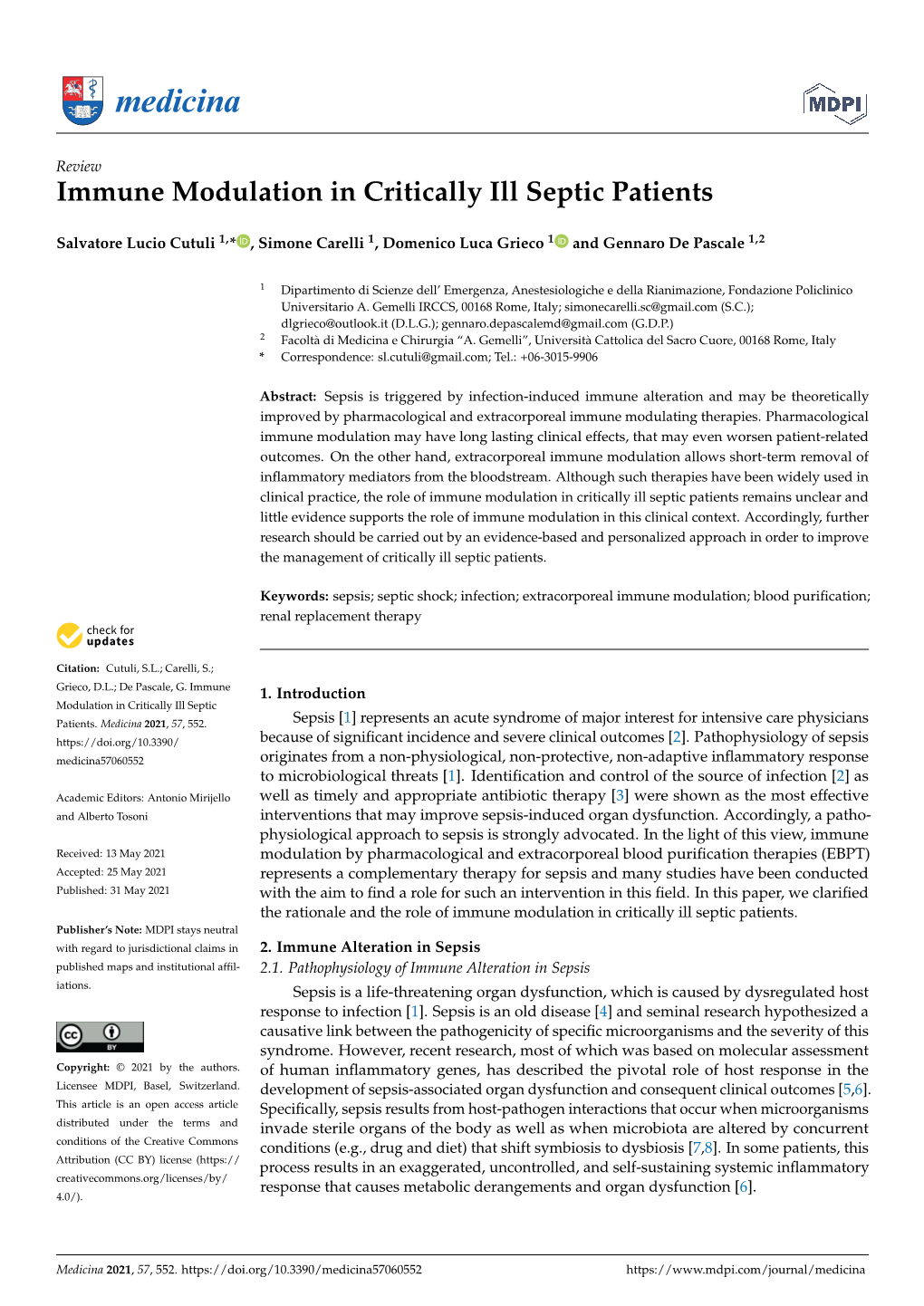 Immune Modulation in Critically Ill Septic Patients