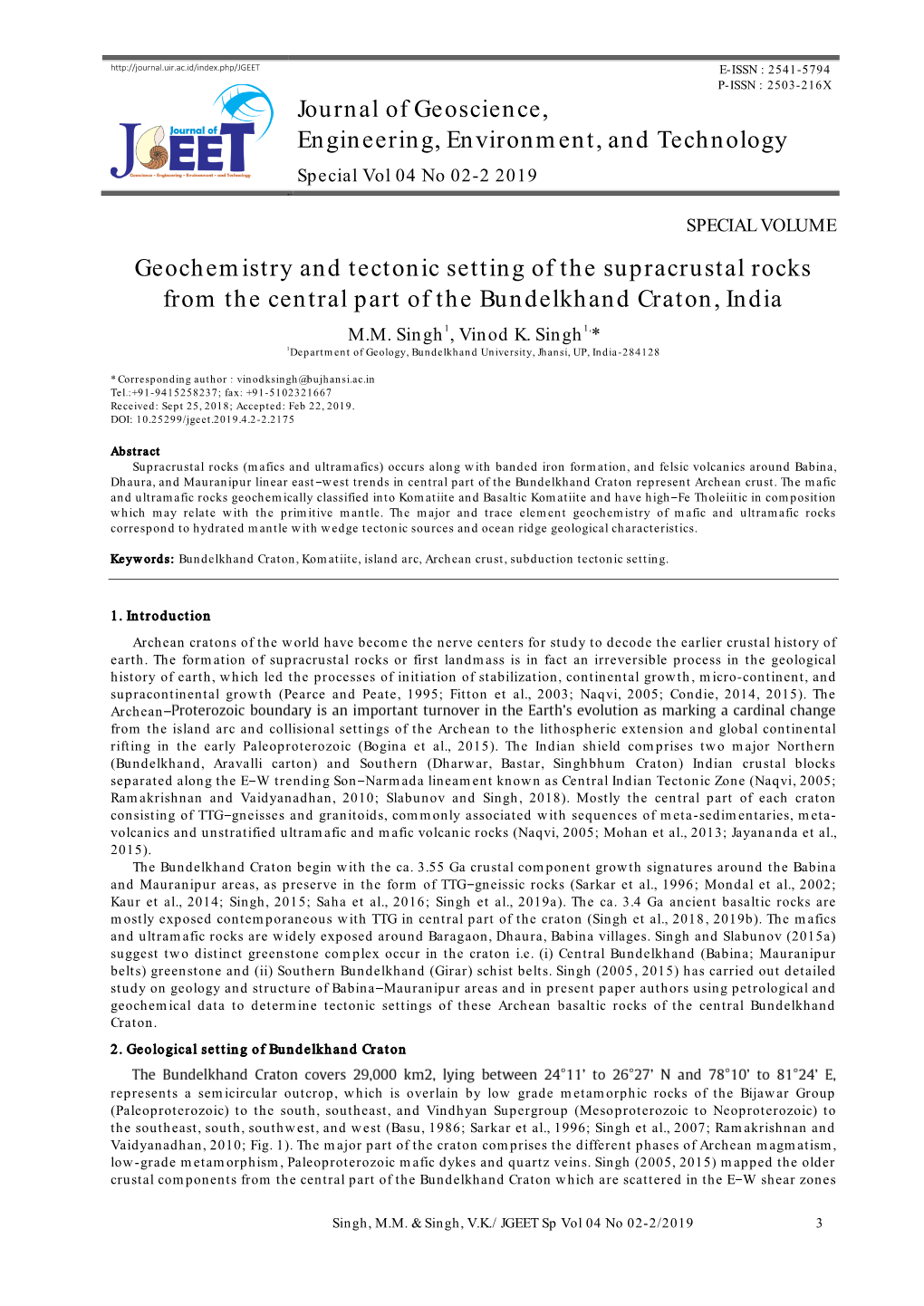 Journal of Geoscience, Engineering, Environment, and Technology