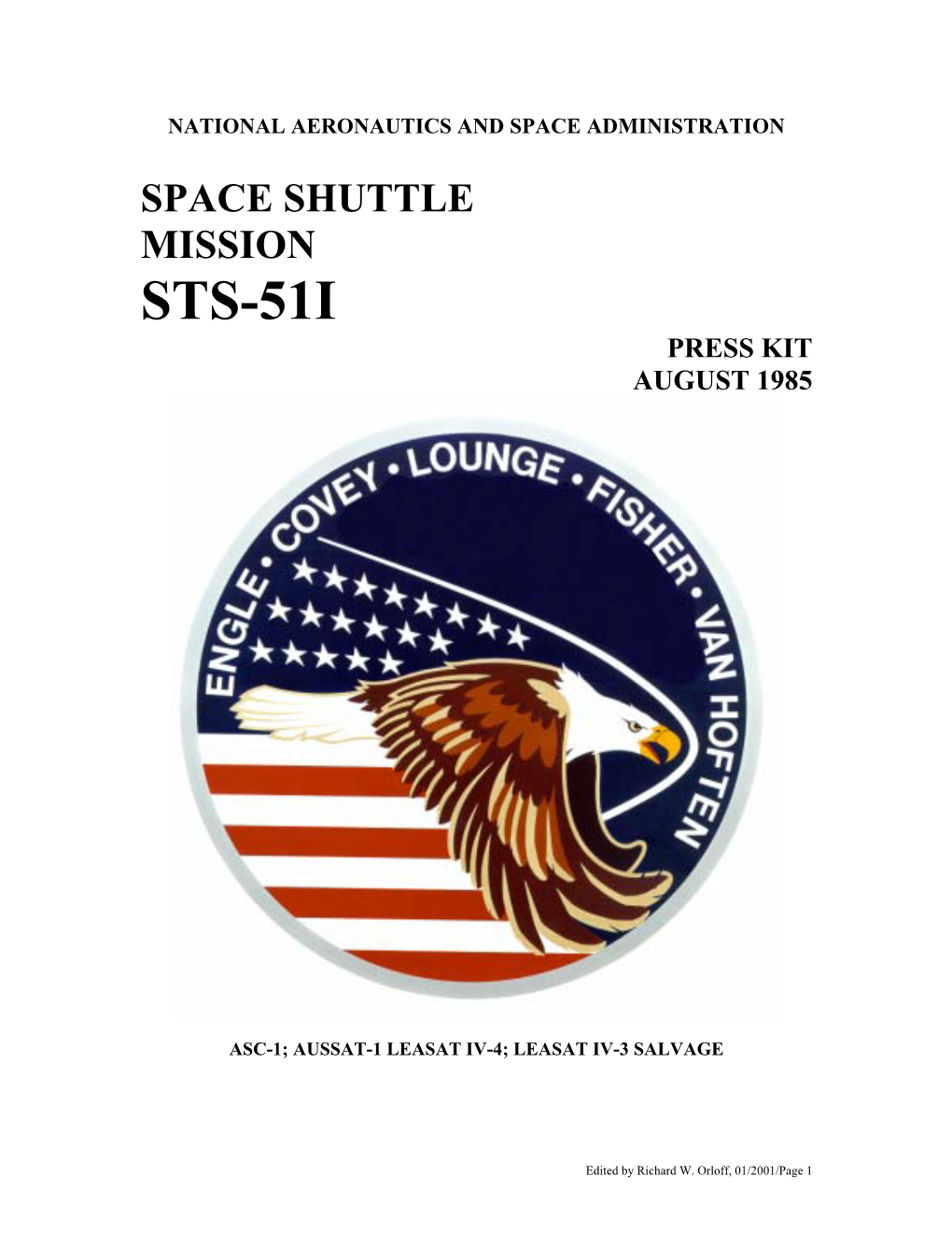 Sts-51I Press Kit August 1985