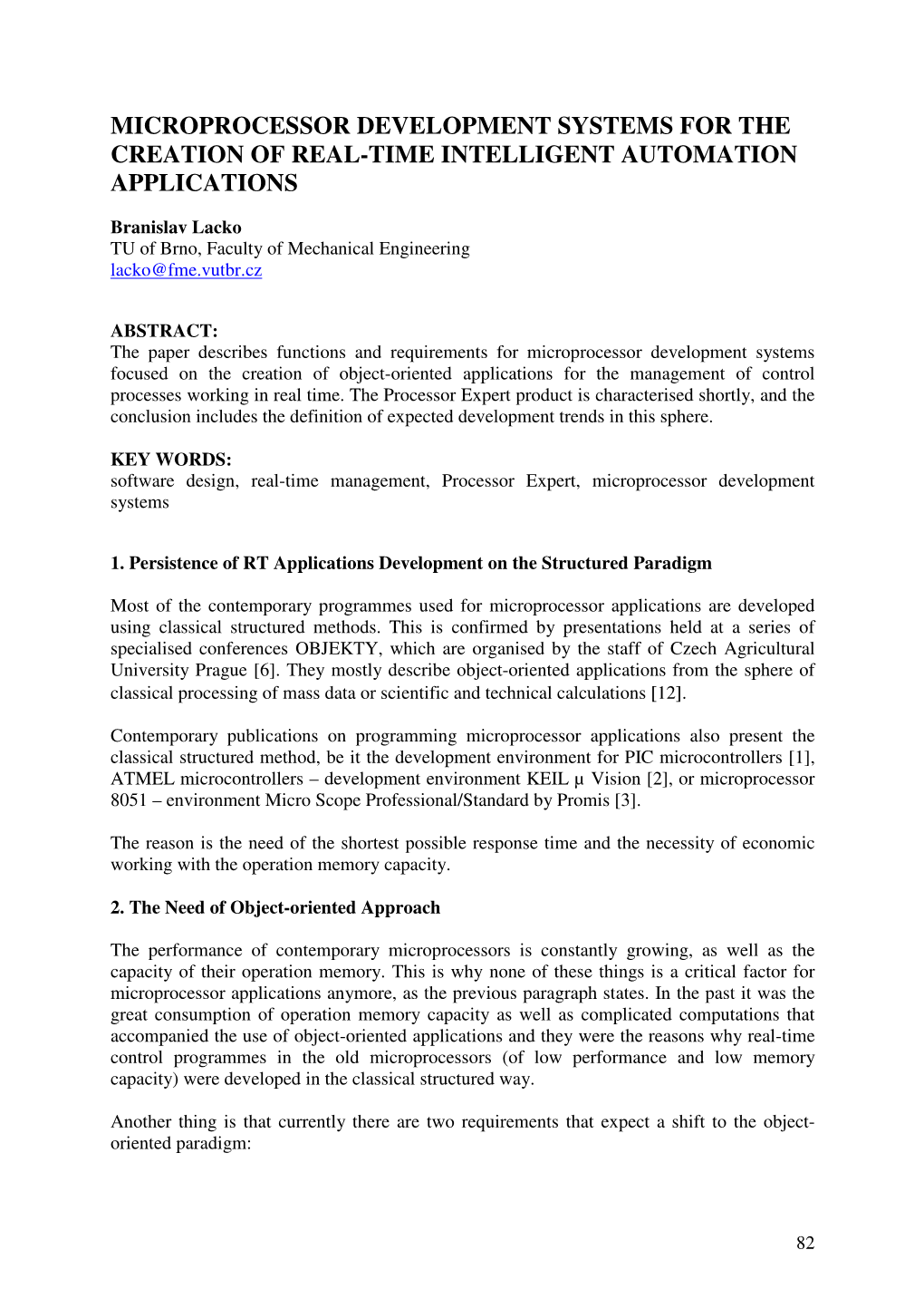 Microprocessor Development Systems for the Creation of Real-Time Intelligent Automation Applications