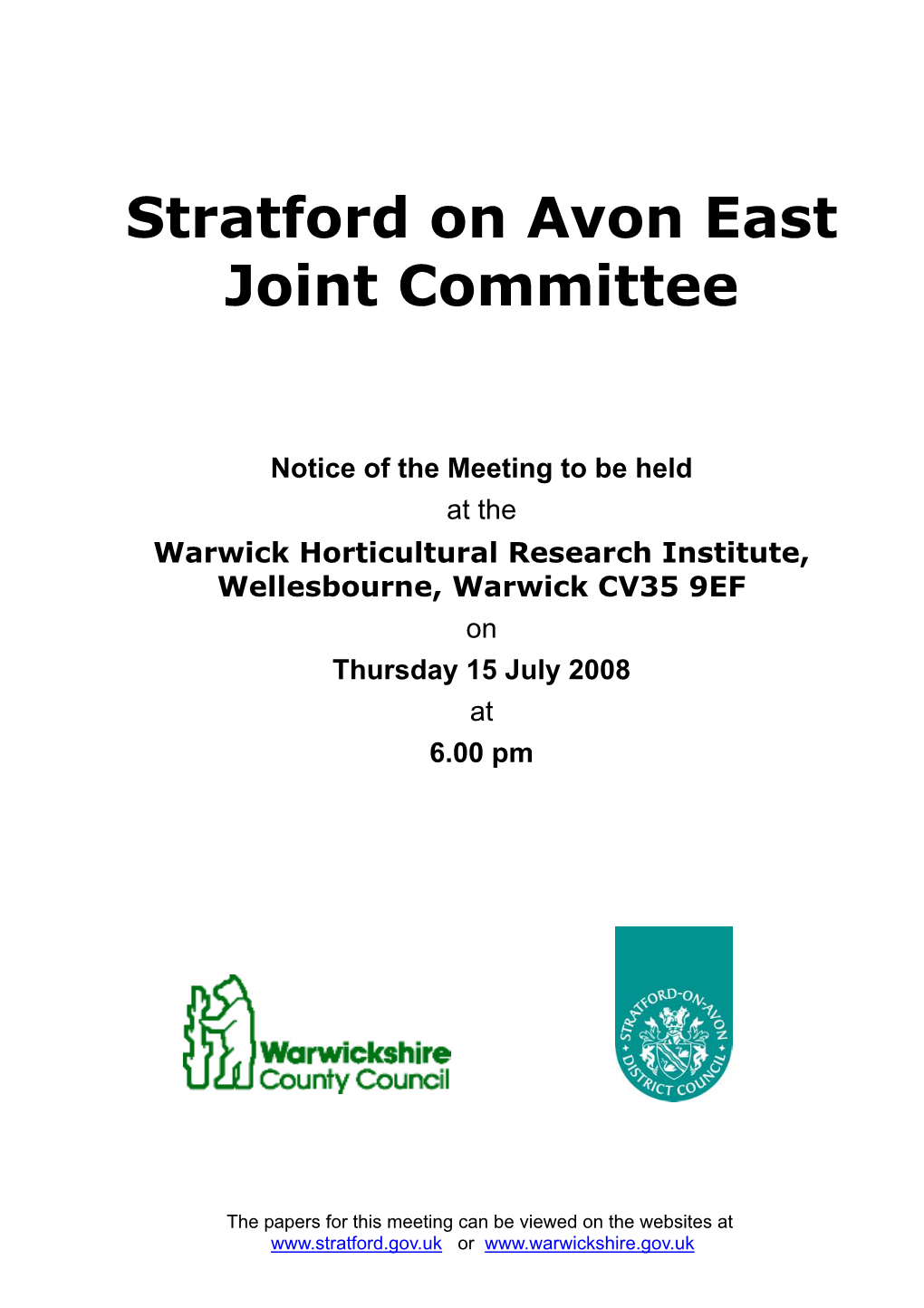 Stratford on Avon East Joint Committee