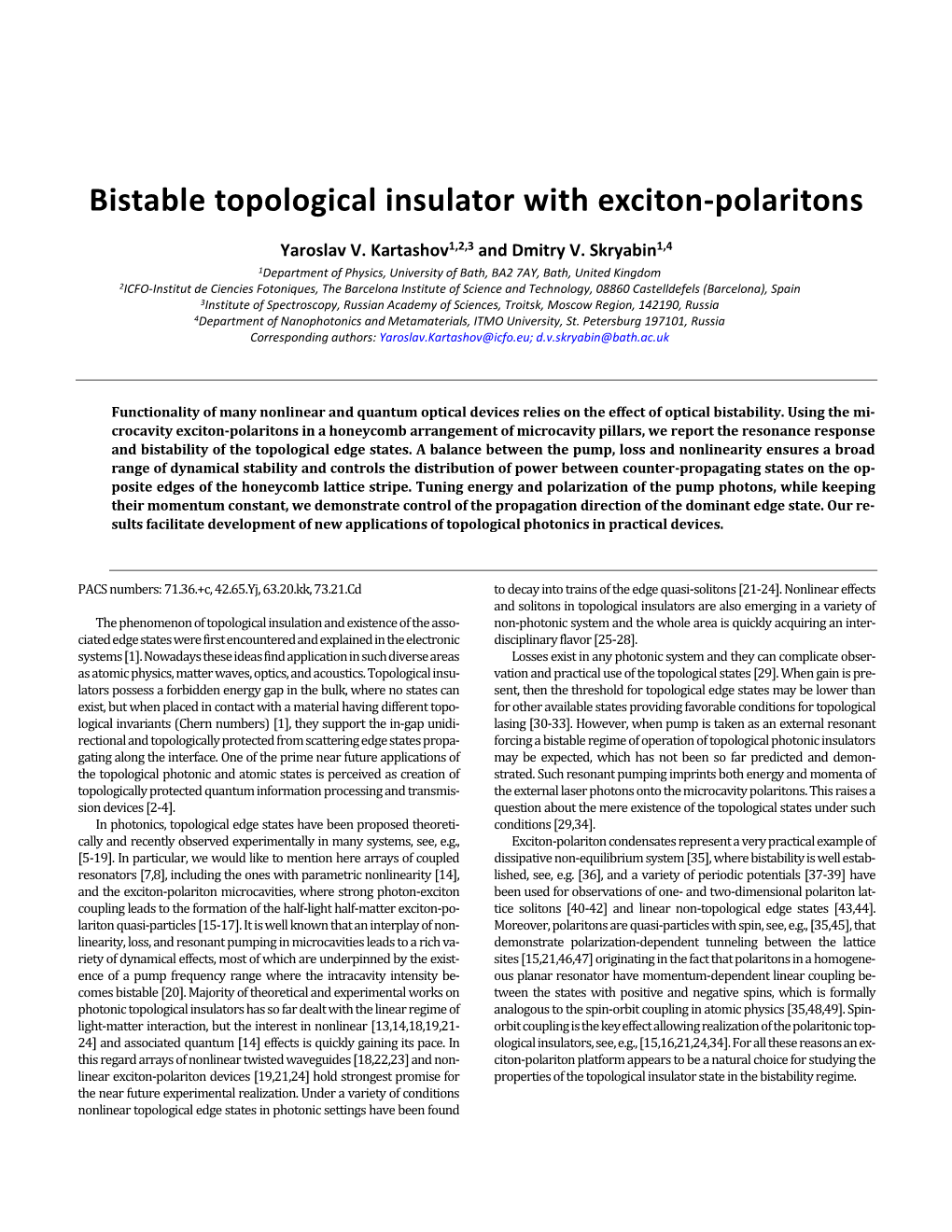 Bistable Topological Insulator with Exciton-Polaritons