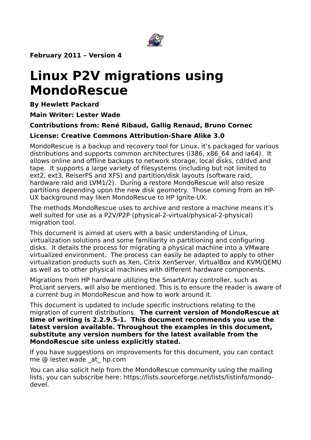 Linux P2V Migrations Using Mondorescue